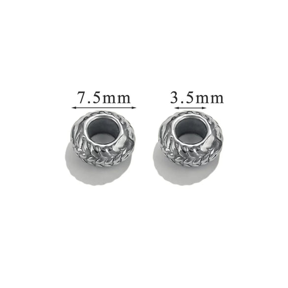 Stainless Steel Cast Bead Jewelry Accessories Electroplated Round Beads With Leather Rope Buckle Do Not Fade
