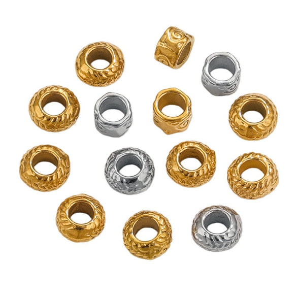 Stainless Steel Cast Bead Jewelry Accessories Electroplated Round Beads With Leather Rope Buckle Do Not Fade