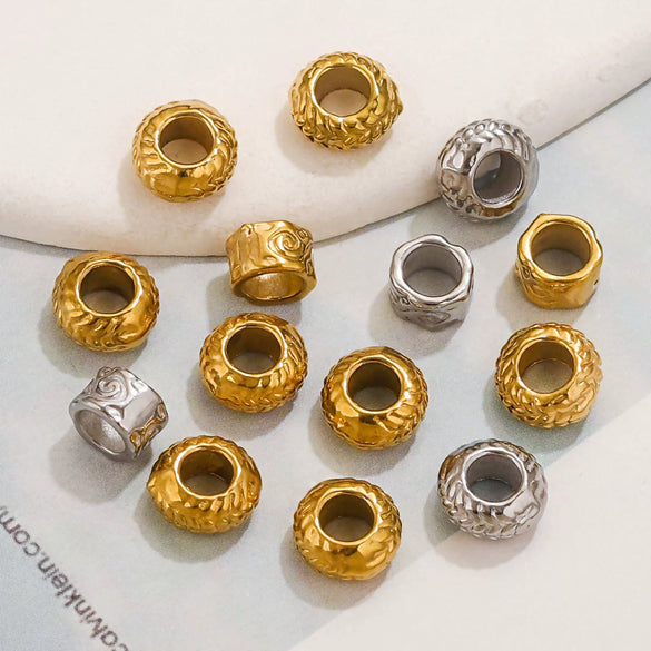 Stainless Steel Cast Bead Jewelry Accessories Electroplated Round Beads With Leather Rope Buckle Do Not Fade