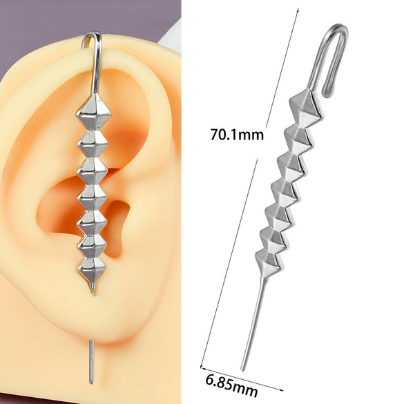 Stainless Steel Cast Serpentine Punk Ear Piercing Earrings With Polishing