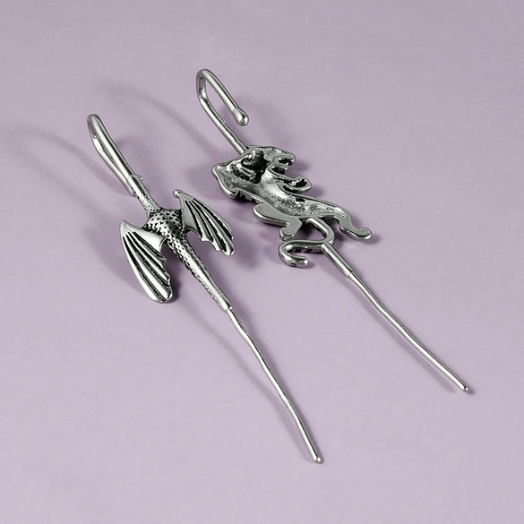 Stainless Steel Cast Serpentine Punk Ear Piercing Earrings With Polishing