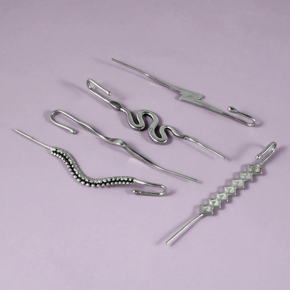 Stainless Steel Cast Serpentine Punk Ear Piercing Earrings With Polishing