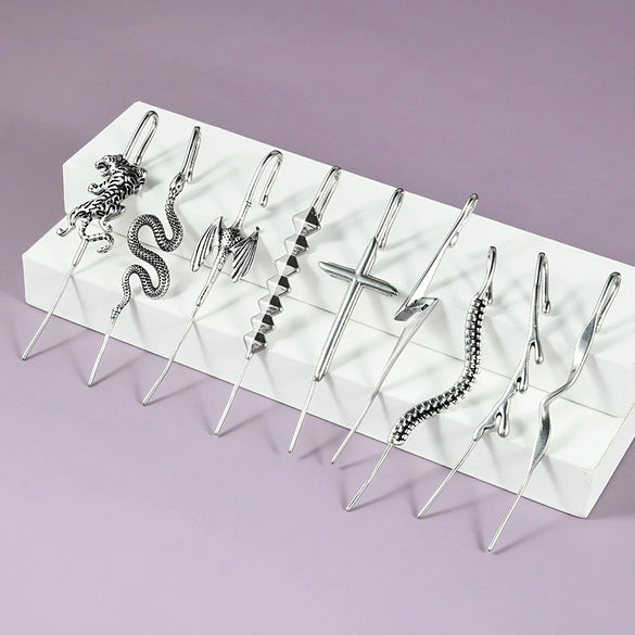 Stainless Steel Cast Serpentine Punk Ear Piercing Earrings With Polishing