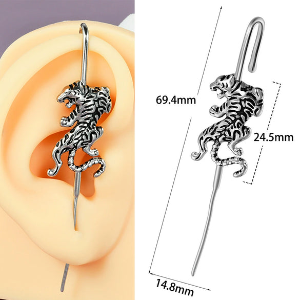 Stainless Steel Cast Serpentine Punk Ear Piercing Earrings With Polishing
