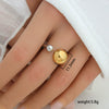 Stainless Steel Casting Open Ring Set With Leaf U Shaped And Geometric Patterns Real Gold Plated For Women