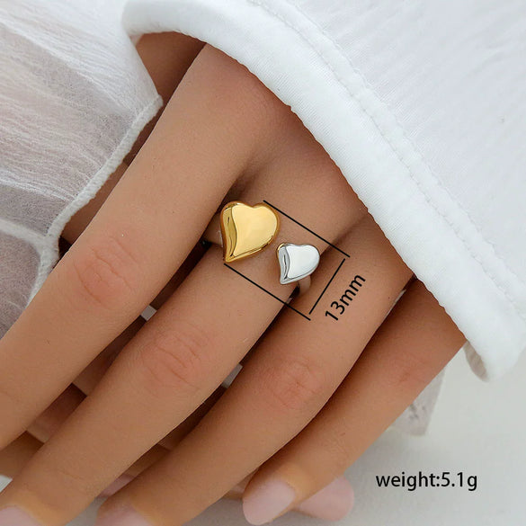Stainless Steel Casting Open Ring Set With Leaf U Shaped And Geometric Patterns Real Gold Plated For Women