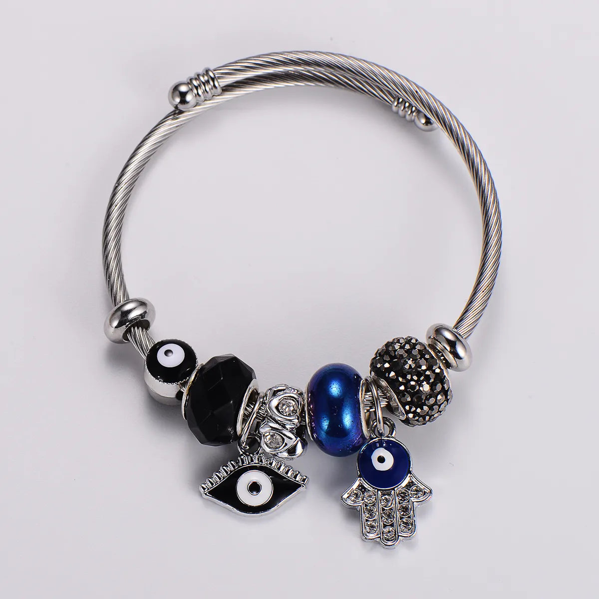 Stainless Steel Casual Classic Style Devil's Eye Hand Of Fatima Wristband