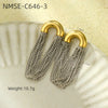 Stainless Steel Casual Curved Chain Long Tassel C Shaped Electroplated Women's Earrings