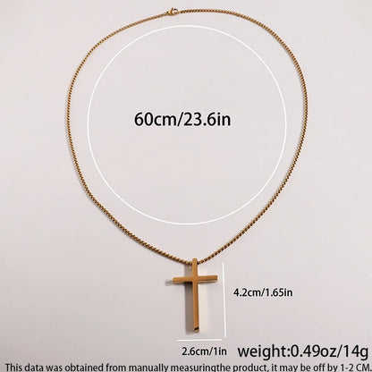 304 Stainless Steel 18K Gold Plated Casual Simple Style Cross Pendant Necklace