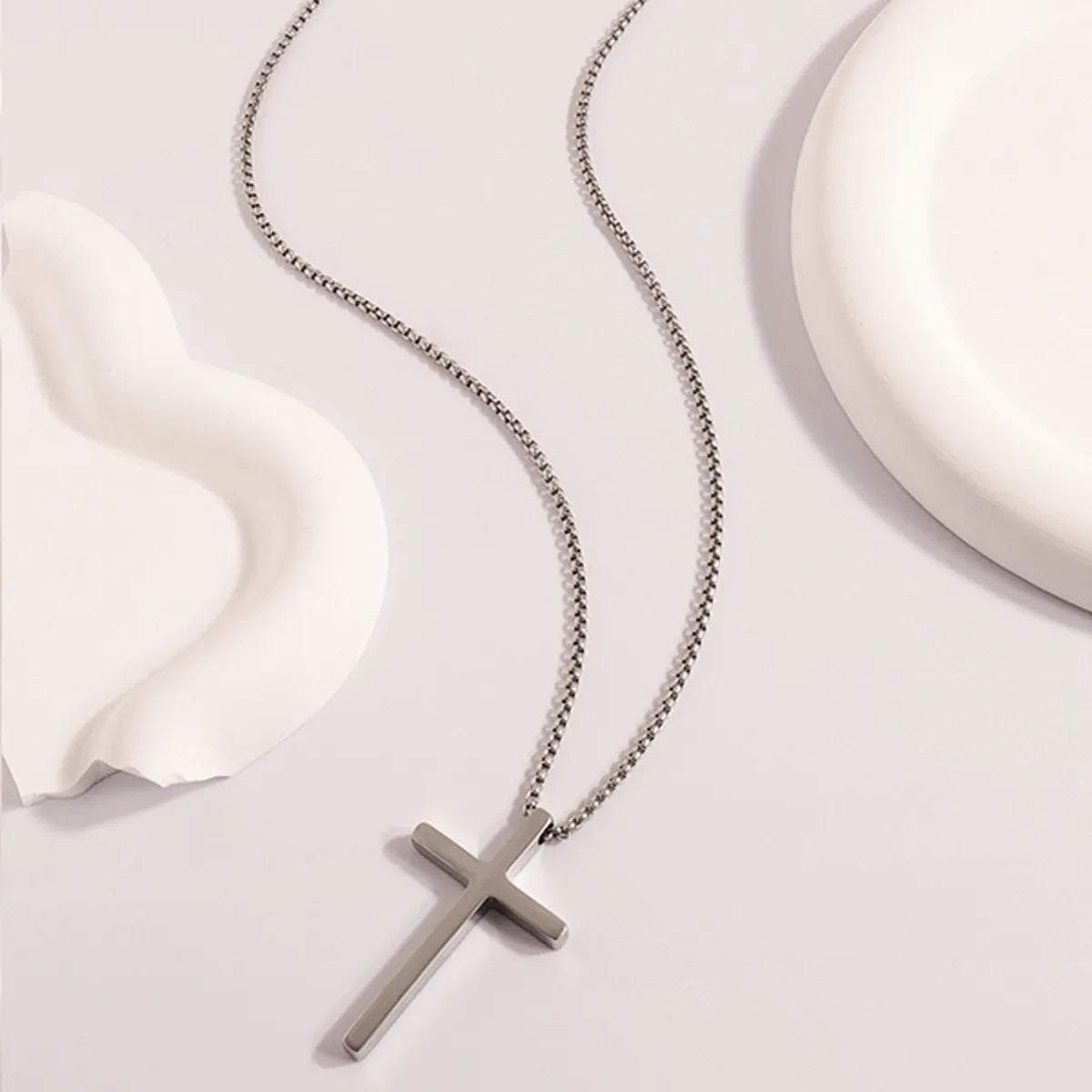 304 Stainless Steel 18K Gold Plated Casual Simple Style Cross Pendant Necklace