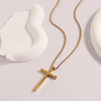 304 Stainless Steel 18K Gold Plated Casual Simple Style Cross Pendant Necklace