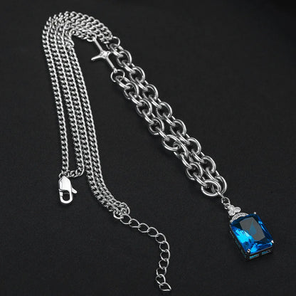 Stainless Steel Casual Simple Style Geometric Rhinestones Pendant Necklace