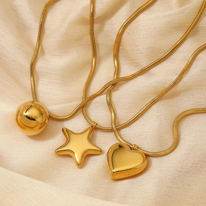 Stainless Steel Casual Simple Style Heart Shape Plating Pendant Necklace