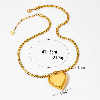 Stainless Steel Casual Simple Style Heart Shape Plating Pendant Necklace