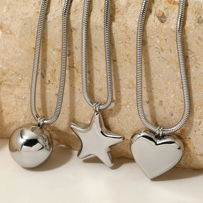 Stainless Steel Casual Simple Style Heart Shape Plating Pendant Necklace