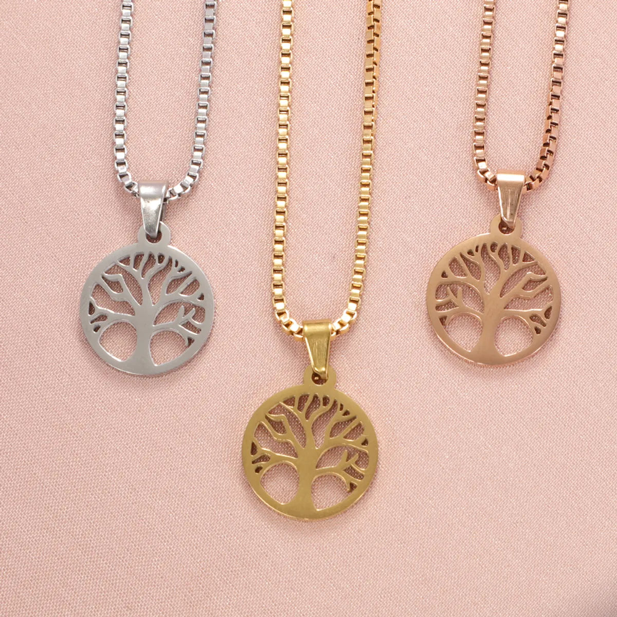 Stainless Steel Casual Simple Style Life Tree Pendant Necklace