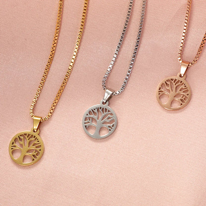 Stainless Steel Casual Simple Style Life Tree Pendant Necklace