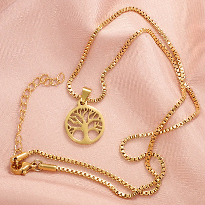 Stainless Steel Casual Simple Style Life Tree Pendant Necklace