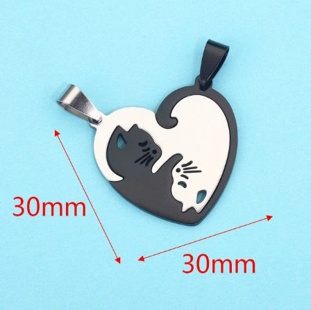 Stainless Steel Cat Puppy Cartoon Pendant Necklace 18K Gold Plated