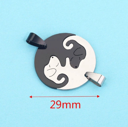 Stainless Steel Cat Puppy Cartoon Pendant Necklace 18K Gold Plated