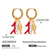 Stainless Steel Ceramic Pearl Earrings With Animal Zodiac Pattern Electroplated For Women