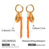 Stainless Steel Ceramic Pearl Earrings With Animal Zodiac Pattern Electroplated For Women