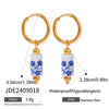 Stainless Steel Ceramic Pearl Earrings With Animal Zodiac Pattern Electroplated For Women
