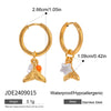 Stainless Steel Ceramic Pearl Earrings With Animal Zodiac Pattern Electroplated For Women