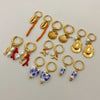 Stainless Steel Ceramic Pearl Earrings With Animal Zodiac Pattern Electroplated For Women