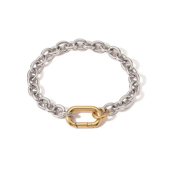 Stainless Steel Chain Bracelet Geometric Style Electroplated For Women