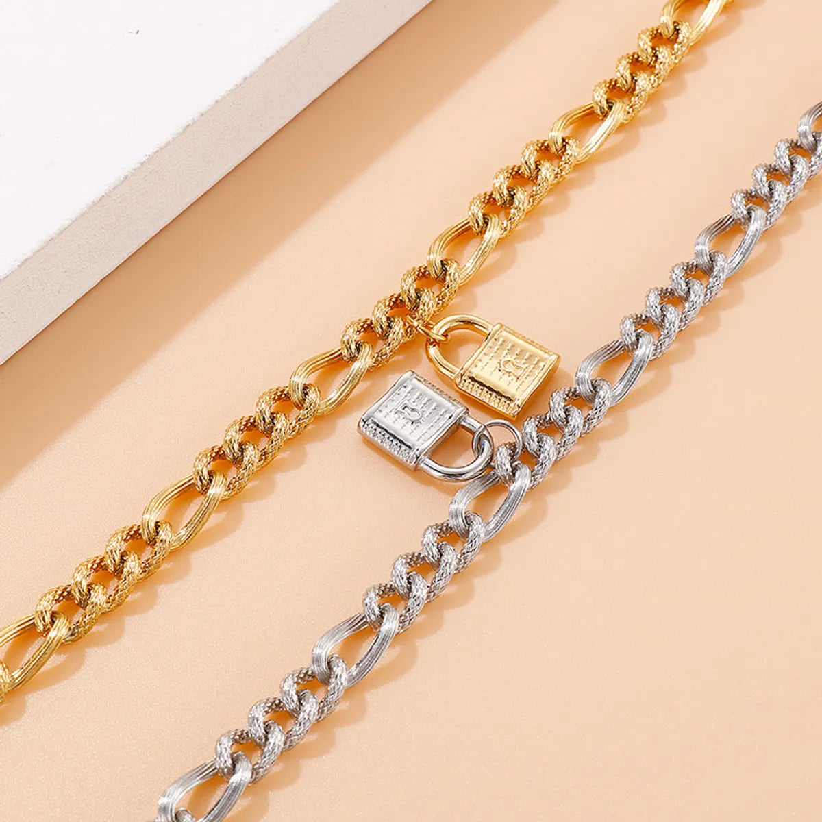 Stainless Steel Chain Lock Shaped Simple Bracelet Wholesale Jewelry Gooddiy