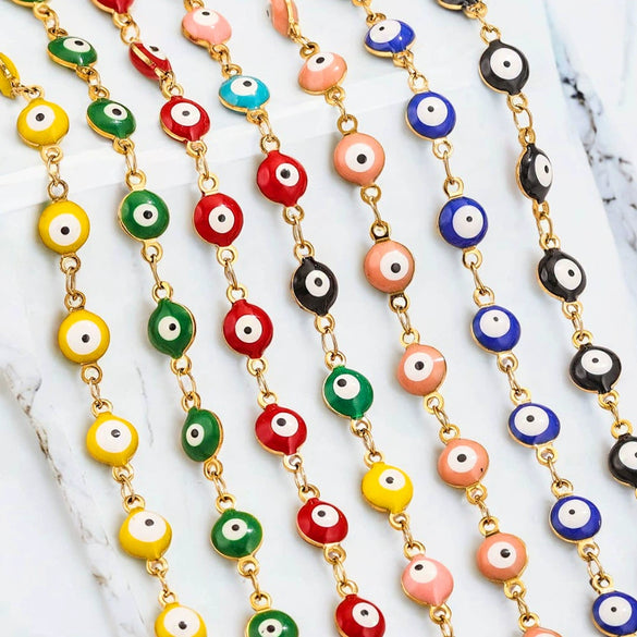 Stainless Steel Chain Oil Dropping Devil's Eyes Handmade Jewelry Diy Accessories
