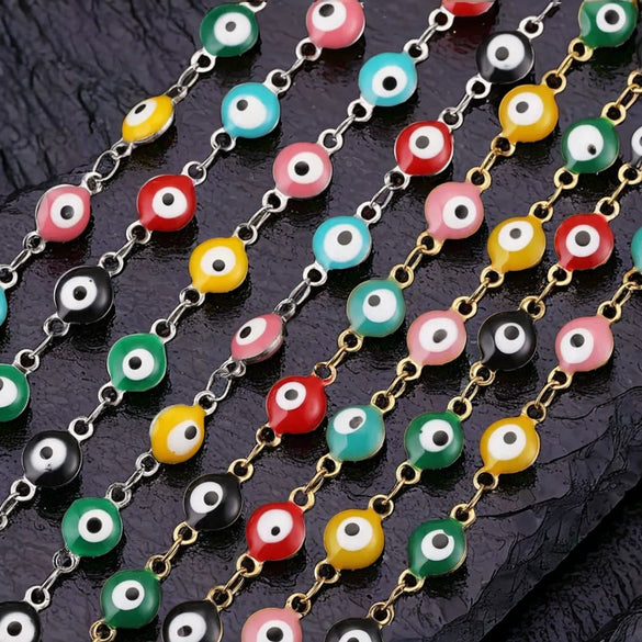 Stainless Steel Chain Oil Dropping Devil's Eyes Handmade Jewelry Diy Accessories