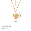 Stainless Steel Chain Shell Starfish Leaf Pendant Necklace Unisex Set With Diamonds