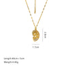 Stainless Steel Chain Shell Starfish Leaf Pendant Necklace Unisex Set With Diamonds