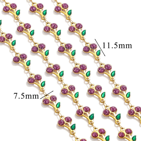 Stainless Steel Cherry Oil Drop Chain Handmade Jewelry Making Accessories For Bracelet And Necklace With Electroplating