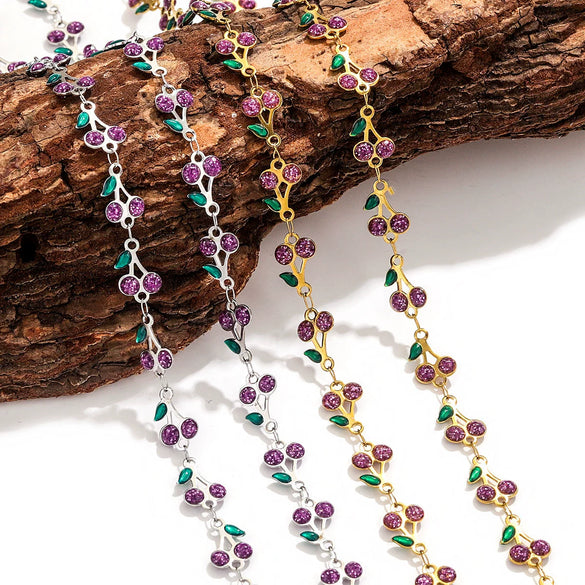 Stainless Steel Cherry Oil Drop Chain Handmade Jewelry Making Accessories For Bracelet And Necklace With Electroplating
