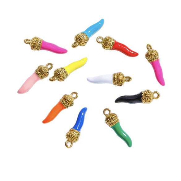 Stainless Steel Chili Pepper Shaped Tiger Head Stereo Dripping Oil Handmade Pendant Material For Earrings Wholesale
