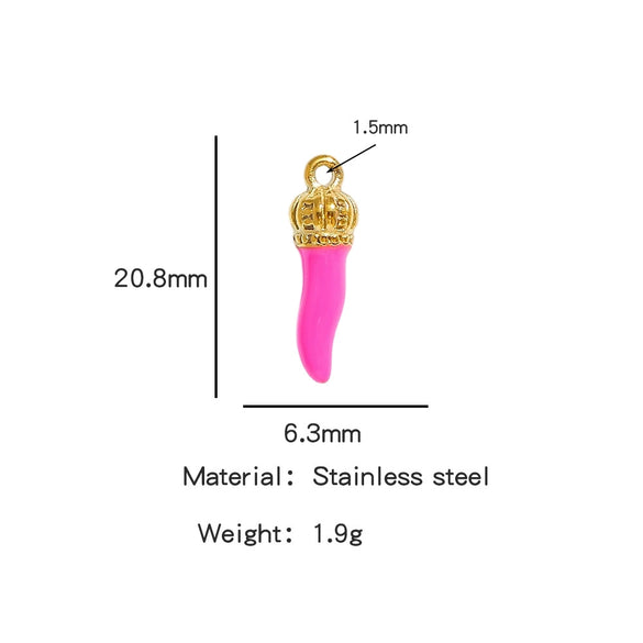 Stainless Steel Chili Pepper Shaped Tiger Head Stereo Dripping Oil Handmade Pendant Material For Earrings Wholesale