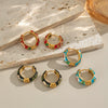 Stainless Steel Chinese Style Oil Dripping Enamel Geometric Earrings With Electroplating Design