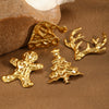 Stainless Steel Christmas Ornaments And Accessories Gold Plated Reindeer Stocking And Snowman Brooch For Women