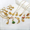 Stainless Steel Christmas Snowman Reindeer And Bell Pendants With Electroplated Finish Simple Cartoon Festival Necklace Accessories