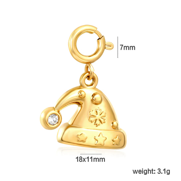 Stainless Steel Christmas Snowman Reindeer And Bell Pendants With Electroplated Finish Simple Cartoon Festival Necklace Accessories