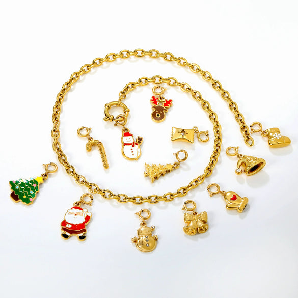Stainless Steel Christmas Snowman Reindeer And Bell Pendants With Electroplated Finish Simple Cartoon Festival Necklace Accessories