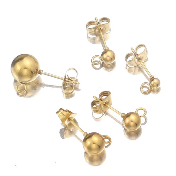 Stainless Steel Circle Bead Welding Hanging Earrings Handmade Jewelry Accessories Electroplated