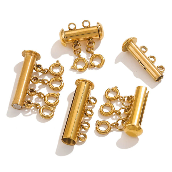 Stainless Steel Circle Magnetic Spring Buckle Lobster Buckle Connector Strand Layered Buckle Tube Jewelry 18K Plated Electroplating