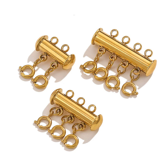 Stainless Steel Circle Magnetic Spring Buckle Lobster Buckle Connector Strand Layered Buckle Tube Jewelry 18K Plated Electroplating