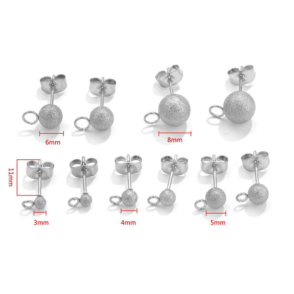 Stainless Steel Circle Pattern Electroplated Bead Welding Needle Hanging Titanium Steel Earrings Diy Jewelry Accessories