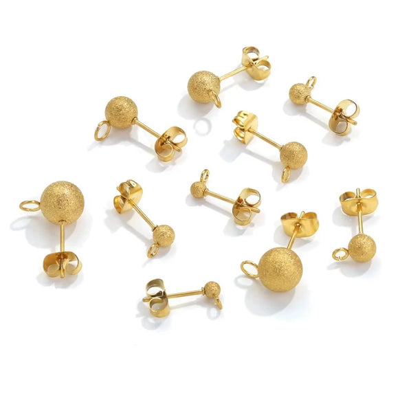 Stainless Steel Circle Pattern Electroplated Bead Welding Needle Hanging Titanium Steel Earrings Diy Jewelry Accessories