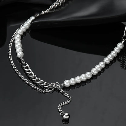 Stainless Steel Classic Style Round Beaded Necklace